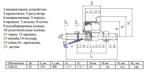 СКБИ DN 32. Крыльчатый водосчетчик