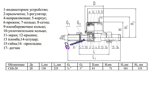 СКБИ DN 20. Крыльчатый водосчетчик