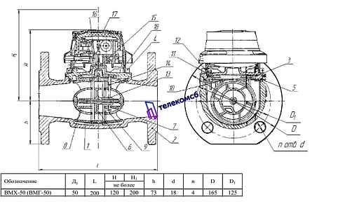 ВМГ Ду50. Турбинный счетчик горячей воды